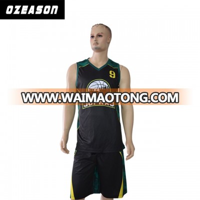 Free sample best basketball uniform design color black wholesale cheap price